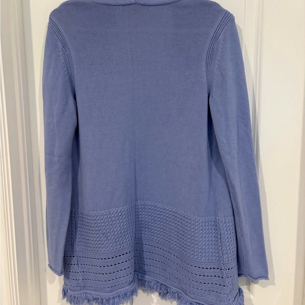 Lilly Pulitzer Noble Fringe Cardigan - Periwinkle Purple, Size M, Like New - Picture 4 of 4